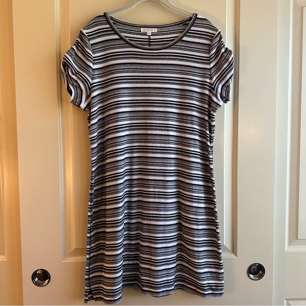 T by Talbots Black and White Striped Knit Dress size L